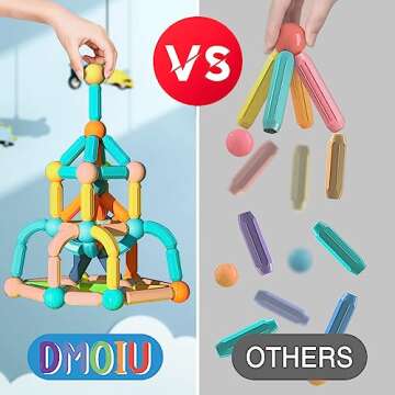 DMOIU Magnetic Building Blocks STEM Educational Toy for Kids Montessori Learning Sticks and Balls Preschool Sensory Toys for Toddlers Gift for 3 Year Old Boys & Girls