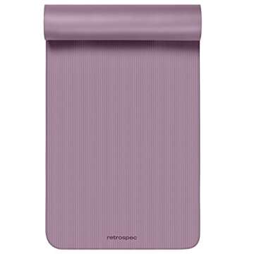 Retrospec Solana Yoga Mat 1" Thick with Nylon Strap for Men & Women - Non Slip Exercise Mat for Home Yoga, Pilates, Stretching, Floor & Fitness Workouts, Violet Haze