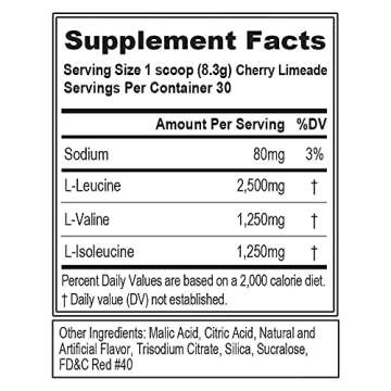 Evlution EVL BCAAs Amino Acids Powder - BCAA Powder Post Workout Recovery Drink and Stim Free Pre Workout Energy - 5g Branched Chain Amino Acids Supplement for Men - Cherry Limeade