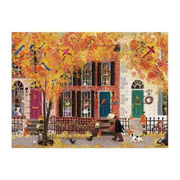 Galison Autumn in The Neighborhood 1000 Piece Puzzle from Galison for Adults, Unique Gift Idea!