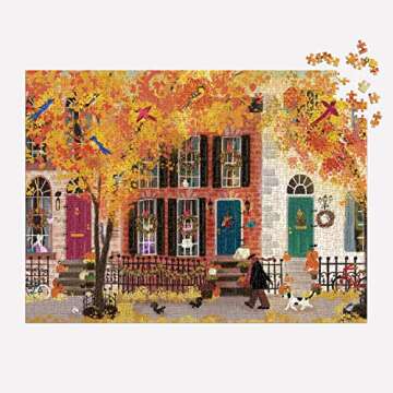 Galison Autumn in The Neighborhood 1000 Piece Puzzle from Galison for Adults, Unique Gift Idea!