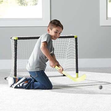 Franklin Sports Knee Hockey Goal Set - Mini Hockey Goals - 2 Goals - Pro Style Top Shelf - Kids Hockey Set - NHL, White