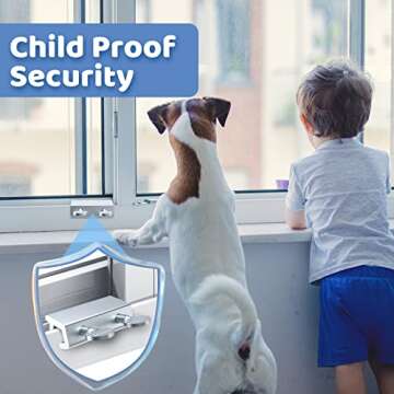 Sliding Window Locks Up and Down Window Security - 10 Set Child Proof Home Safety Glass Vertical Window Stopper Adjustable Aluminum Double Slide Window Lock Guard Kid Patio for Travel AC RV