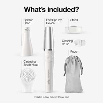 Braun Face Epilator Facespa Pro 910, Facial Hair Removal for Women, Hair Removal Device, Epilator for Women, 2 in 1 Epilating and Cleansing Brush