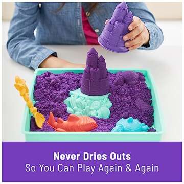 Kinetic Sand, Sandbox Set with 1lb Purple Play Sand, 4 Tools & Molds, Storage, Sensory Toys for Kids Ages 3 and up