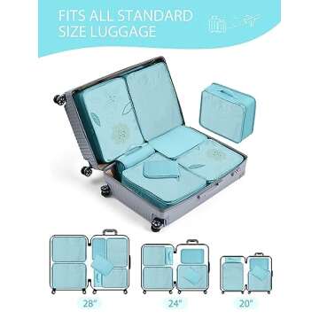 DIMJ Packing Cubes for Suitcase Organizer Bags Set for Carry on Suitcase Lightweight Packing Cubes for Travel Cubes for luggage with Large Toiletries Bag (Blue)