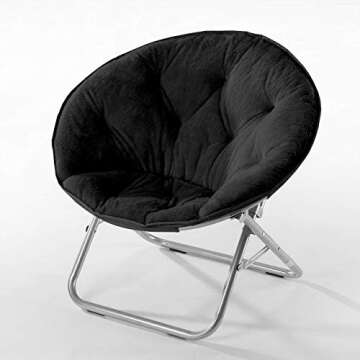 Urban Lifestyle Faux Fur Saucer Chair, One Size, Black