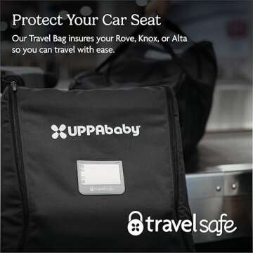 UPPAbaby Travel Bag for Rove, Knox and Alta Car Seats - Smooth Wheels, Handles + Durable Design - Includes TravelSafe Protection