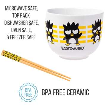 Hello Kitty Badtz-Maru Ramen Bowl & Chopsticks - 20oz