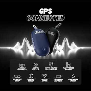 Blue Tees Golf Player Go - Compact GPS Speaker, Bluetooth Music & Audible GPS Distances, Auto Course Recognition, IPX7 Waterproof, 40,000+ Preloaded Courses, 16+ Hours Battery, Built-in Magnetic Strip