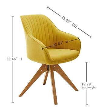 Art Leon Mid Century Modern Swivel Accent Chair with Solid Wood Legs, Desk Chair No Wheels, Armchair for Desk, Medium Yellow