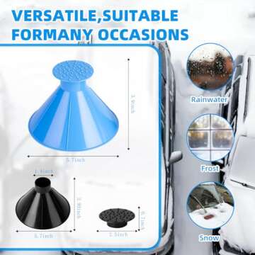 HYWMLY Ice Scrapers for Car Windshield,4 Pack Magical Car Ice Scraper,Snow Scraper for Car,2 in 1 Multifunctional Cone Magic Windshield Scraper for Ice and Snow with Funnel