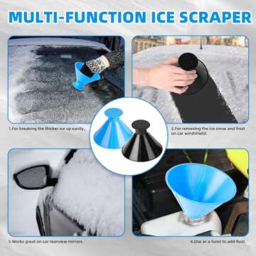 HYWMLY Ice Scrapers for Car Windshield,4 Pack Magical Car Ice Scraper,Snow Scraper for Car,2 in 1 Multifunctional Cone Magic Windshield Scraper for Ice and Snow with Funnel