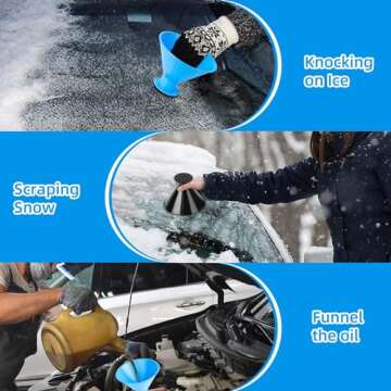 HYWMLY Ice Scrapers for Car Windshield,4 Pack Magical Car Ice Scraper,Snow Scraper for Car,2 in 1 Multifunctional Cone Magic Windshield Scraper for Ice and Snow with Funnel