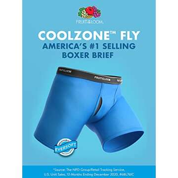 Fruit of the Loom Mens Coolzone Briefs, Moisture Wicking & Breathable, Assorted Color Multipacks Boxer, 12 Pack - Assorted Colors, Large US