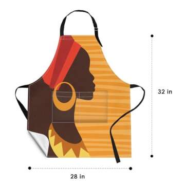 Britimes Apron Home Kitchen Cooking Baking Gardening for Women Men With Pockets African American Woman Girl Folk 32x28 inch