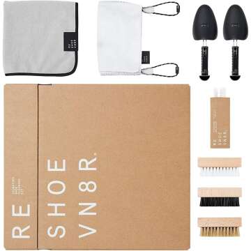 Reshoevn8r Signature Kit White Sneaker Shoe Cleaner Suede Canvas Leather Solution 3 Brushes 2 Trees 1 Towel