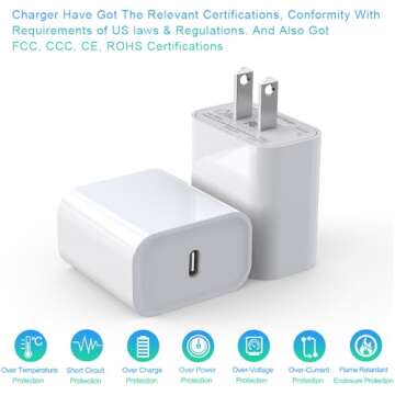 iPhone 16 15 Charger, 20W Fast Charging Wall Charger Adapter Block Cubes with 6ft USB C to USB C Cable Data Sync Type C Cord for iPhone 16 Plus 16 Pro Max 15 Plus 15 Pro Max iPad Pro Mini Air -2Pack