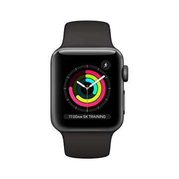 Apple Watch Series 3 [GPS 38mm] Smart Watch w/Space Gray Aluminum Case & Black Sport Band. Fitness & Activity Tracker, Heart Rate Monitor, Retina Display, Water Resistant