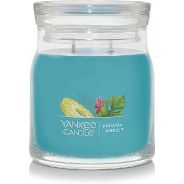 Yankee Candle Bahama Breeze Scented, Signature 13oz Medium Jar 2-Wick Candle, Over 35 Hours of Burn Time