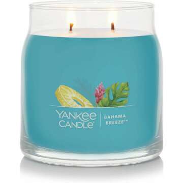 Yankee Candle Bahama Breeze Scented, Signature 13oz Medium Jar 2-Wick Candle, Over 35 Hours of Burn Time