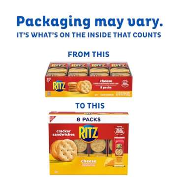 RITZ Cheese Sandwich Crackers, School Snacks, 48 Snack Packs (6 Boxes, 8 Crackers Per Pack)