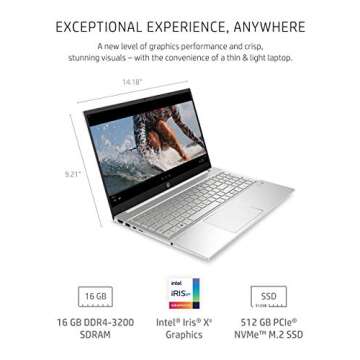 HP Pavilion 15 Laptop, 11th Gen Intel Core i7-1165G7 Processor, 16 GB RAM, 512 GB SSD Storage, Full HD IPS micro-edge Display, Windows 10 Pro, Compact Design, Long Battery Life (15-eg0021nr, 2020)