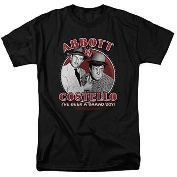 Abbott & Costello Shirt Funny Bad Boy Adult Black Tee T-Shirt (Large)