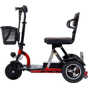 3-Wheel Electric Mobility Scooter,Lightweight Compact Electric Scooter,Foldable Design,8/10/12/20Ah Lithium-Ion Battery,Motor 300W,Suitable for The Elderly and Disabled,20ah55km