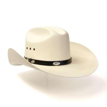 Western Express Natural Straw Cowboy Hat for Men and Women - Cattleman Style with Black Hat Band and Silver Conchos