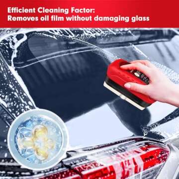 NONENDU Automotive Oil Film Cleaning Brush, Car Glass Oil Film Cleaner, Anti-Rain Fog Car Glass Cleaner, Car Windshield Cleaner for Improved Clarity and Visibility (1Pack)