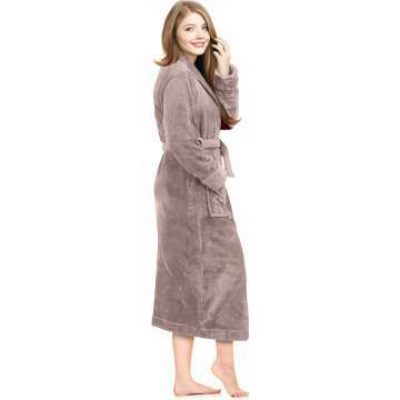 NY Threads Women Fleece Shawl Collar Bathrobe Plush Long Robe