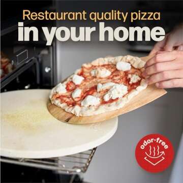 HANS GRILL PIZZA STONE | Circular Pizza Stone For Oven Baking & BBQ Grilling With Free Wooden Peel | Extra Large Round Round 15" Inches Diameter (38CM) Durable Cordierite Cooking Stone.