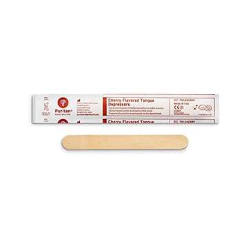 Puritan Medical 5.5" Cherry Flavored Junior Wood Tongue Depressor - 710 Cherry (Case of 50)