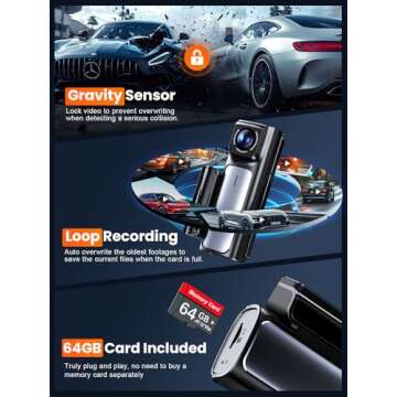 Affver 4K Dash Cam Front and Rear, Built-in 5G WiFi GPS, 64GB Card Included, 3.59'' IPS Screen Dash Camera for Cars, Dual Dashcam with G-Sensor, Loop Recording, WDR, Night Vision, 24H Parking Monitor