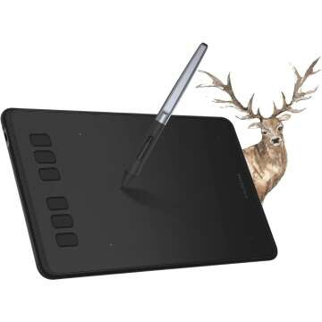 HUION Drawing Tablet Inspiroy H640P Small Graphics Tablet with Battery-Free Stylus 8192 Pressure Sensitivity, 6 Hot Keys for Digital Art & Design, Compatible with Mac, Windows, Android & Linux
