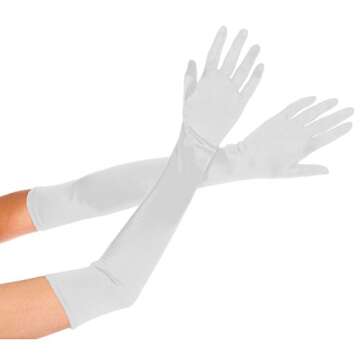 Deceny CB Long Satin Gloves for Women Evening Party Gloves Formal Bridal Gloves (20.5 in., White)