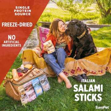 EuroPet Italian Salami Sticks - Artisan Dog Treats | Premium, Healthy Dog Treats | Healthy, High Protein - Freeze Dried | European Inspired | Made in The USA