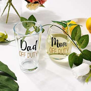 Dad & Mom Off Duty Glass Set - Perfect for New Parents