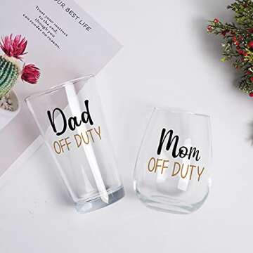 Dad & Mom Off Duty Glass Set - Perfect for New Parents