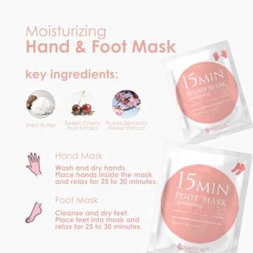 Spa Kit for Women-Korean Skincare Set Includes home spa essentials like a hair mask, hand and foot masks, eye mask, facial masks. Pamper yourself with 15 MIN PAMPER ME KIT by [NAISTURE]