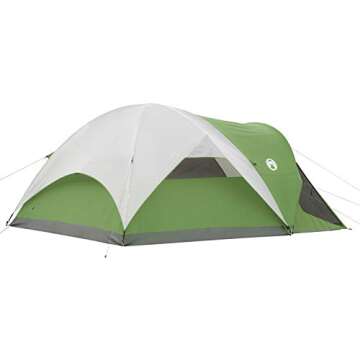 Coleman Evanston Screened Camping Tent, 6/8 Person Weatherproof Tent with Roomy Interior Includes Rainfly, Carry Bag, Easy Setup and Screened-in Porch