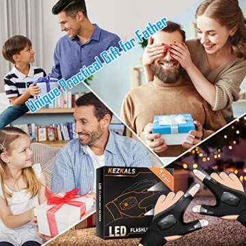 KEZKALS Stocking Stuffers Gifts for Men, LED Flashlight Gloves Mens Gifts for Christmas, Gifts for Dad Him Husband Grandpa, Dad Gifts for Men Who Have Everything, White Elephant Gifts Cool Gadgets