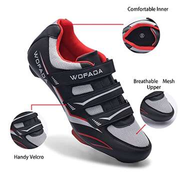 Unisex Cycling Shoes Compatible with pelaton Bike Road Biking Shoes Men's Peleton Bicycle Indoor Riding Spin Shoes with Look Delta Cleats for Men and Women SPD Clip On Spining (Black-Gray, M8)