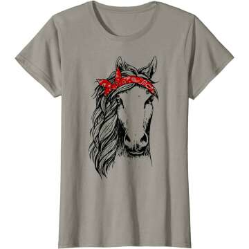 Horse Bandana T Shirt for Horseback Riding Horse Lover T-Shirt