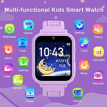 Kids Smart Watches Girls Gifts Age 3-12, Smart Watch for Kids with 24 Games Camera Video Recorder Music Player Alarm Calculator Stopwatch Flashlight Pedometer Gift Toys for Girls Ages 5 6 7 8 9 10