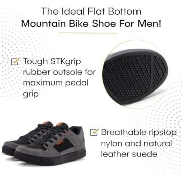 Tommaso Comodo Mountain Bike Shoes Men with Sticky Sole, Casual Style Flat Pedal MTB Gravel Mens Commuting Cycling Shoes for Men, Mens Shoes, Pro Enduro MTB Shoe MTB Shoes for Men Flat - Grey - 48