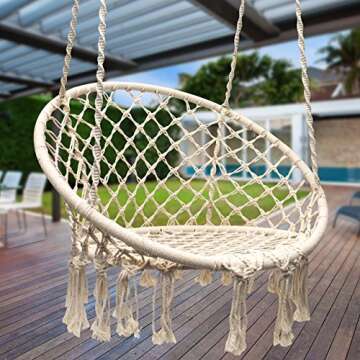 Sorbus Stylish Boho Swing Chair- Premium Cotton Ceiling Chair for Durability- Decorative Macrame Hanging Hammock Chair - Use Indoor, Outdoor, Chair, Patio, Porch, Garden, Meditation, Gifts- Max 250Lbs