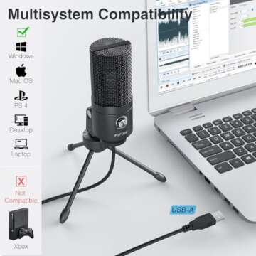 FIFINE USB Microphone, Metal Condenser Recording Microphone for Laptop MAC or Windows Cardioid Studio Recording Vocals, Voice Overs,Streaming Broadcast and YouTube Videos-K669B