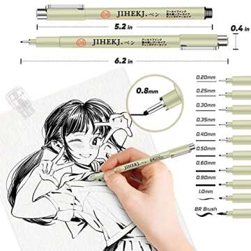 JIHEKJ Premium Stationery Pen, 10 Tip Sizes Fine Tip Gel Ink Pens, Smooth Writing Experience, Great for Art Supplies, Arts & crafts, School, Home, Office, Work, Design